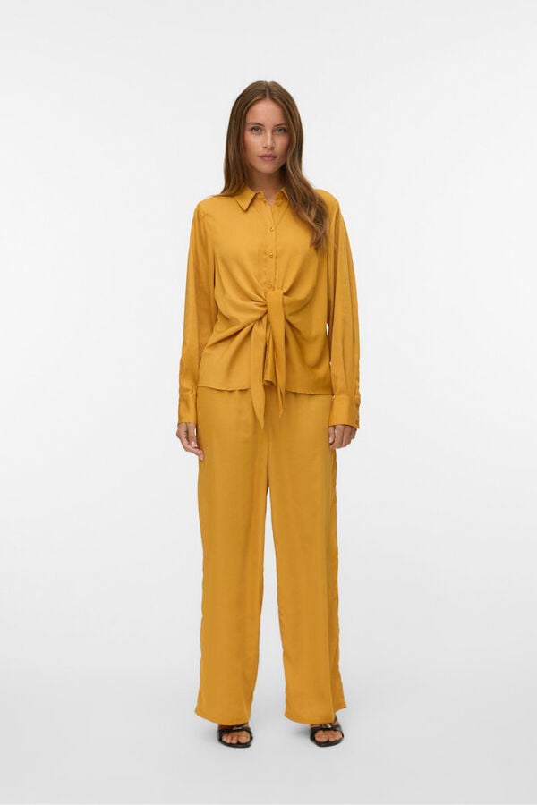 Vero Moda Camisa de cetim de manga comprida  Castanho