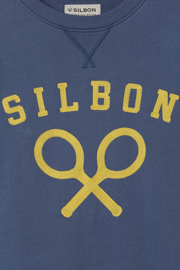 Cortefiel Silbon classic blue logo sweatshirt Blue