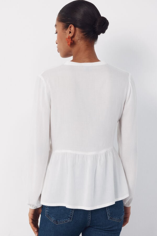 Cortefiel Padded mandarin blouse Ivory