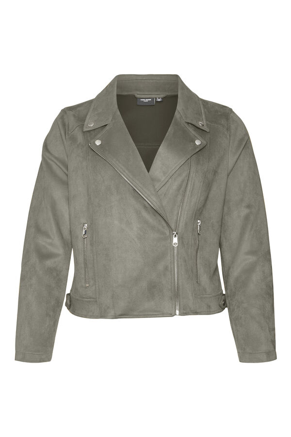 Cortefiel Plus size faux suede jacket  Grey