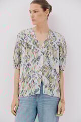 Cortefiel Short-sleeved blouse Printed green