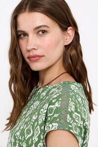 Cortefiel Essential lace T-shirt Printed green