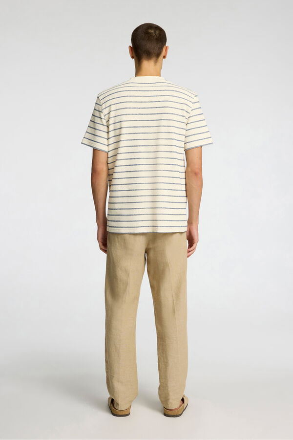 Selected Short sleeve striped jersey-style t-shirt Navy