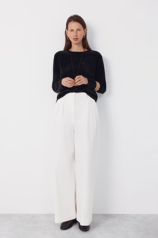 Cortefiel Camiseta chenilla Negro