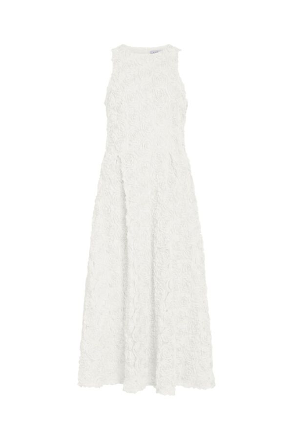 Vila Vestido midi com flores em tecido Branco