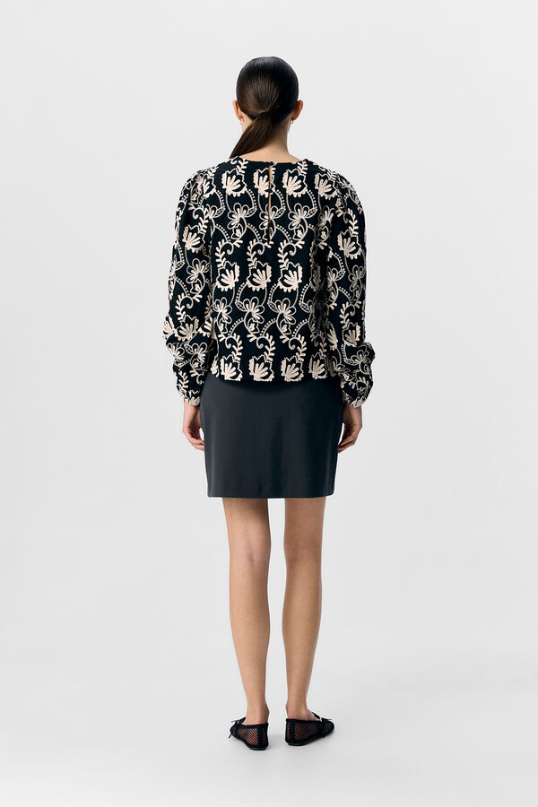 Object Blusa de tecido bordado Preto