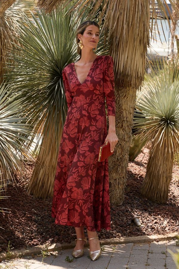 Pol&iacute;n Et Moi Vestido de flores Nia Laranja