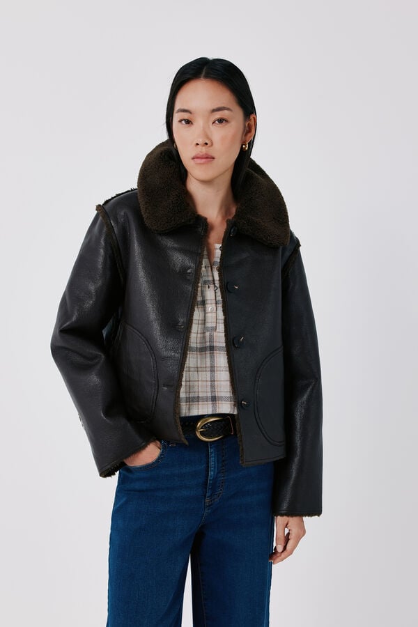 Cortefiel Double-faced jacket Dark brown