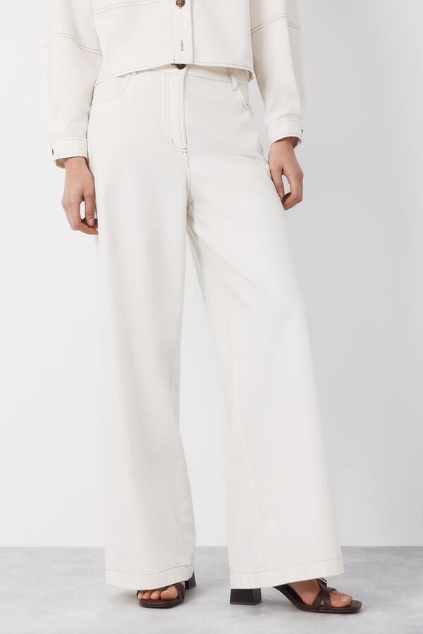 Cortefiel Soft palazzo jeans Ivory
