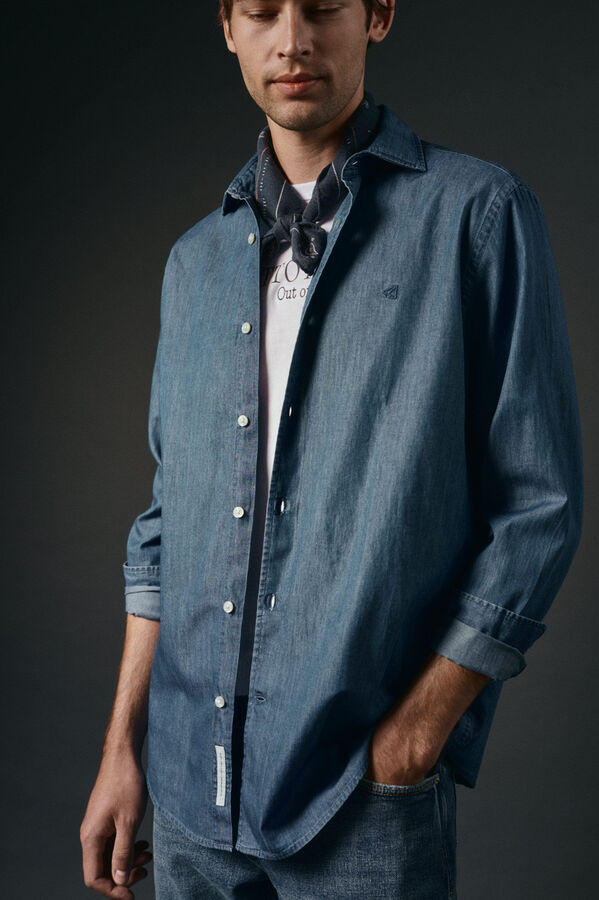 OOTO Camisa de ganga Azul