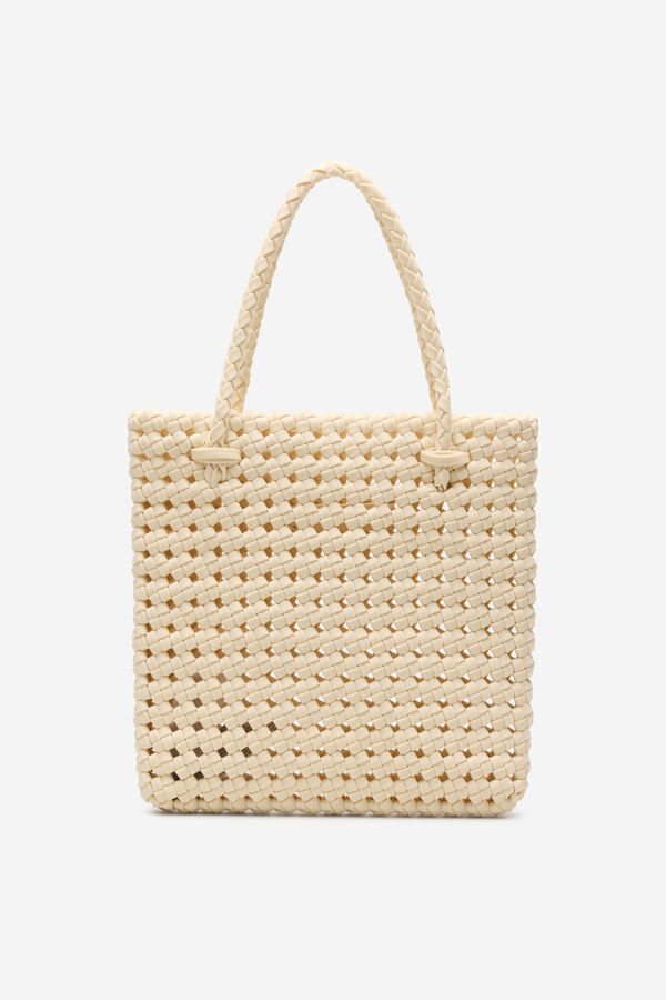 Cortefiel Fabric braided handbag Ivory
