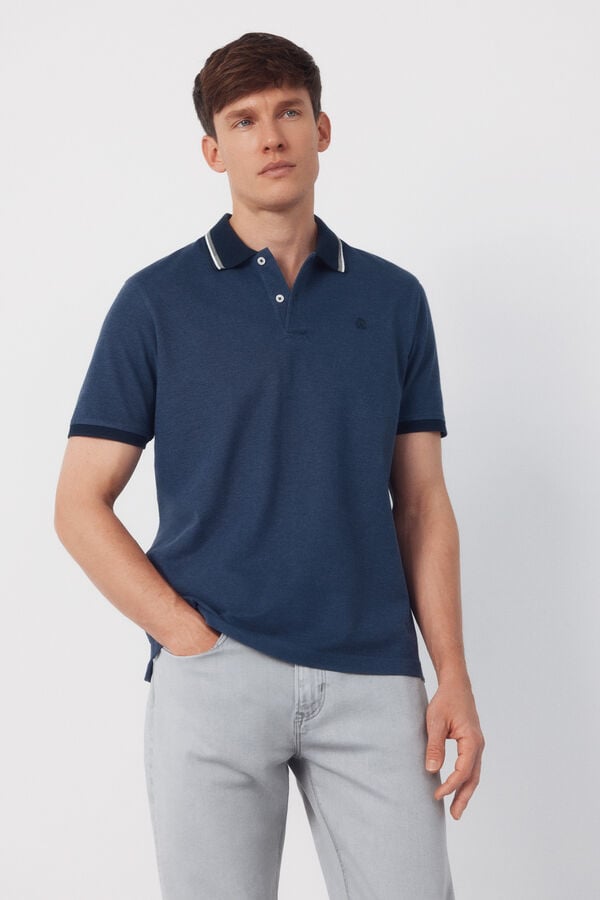Cortefiel Oxford polo shirt Navy