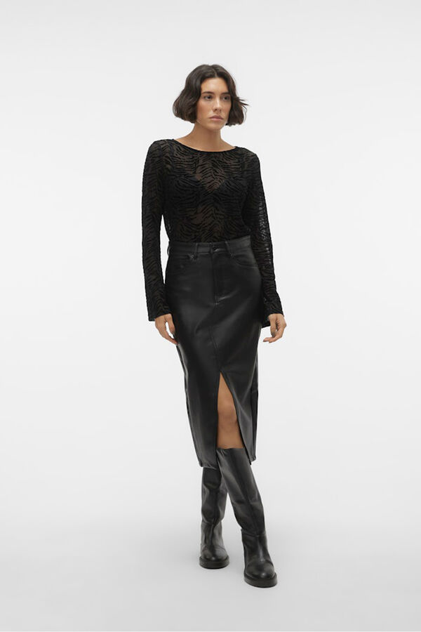 Vero Moda Medidas da saia em couro sintético Preto