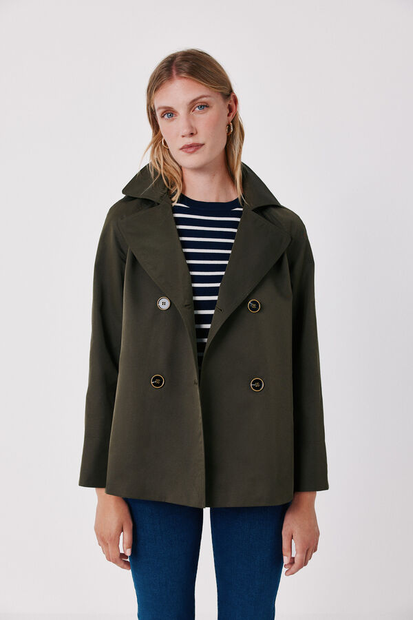Cortefiel Short flared trench Green