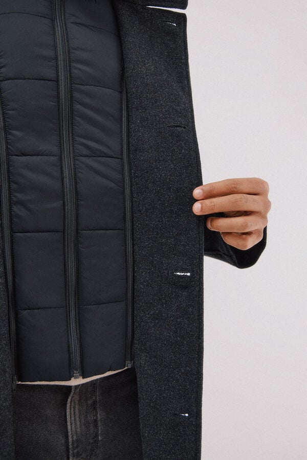 Cortefiel Coat with structured stand-up collar Dark grey