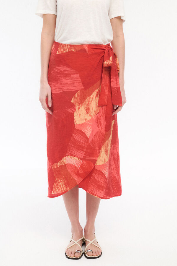 Vila Falda midi pareo con viscosa Coral