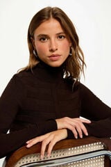 Morgan Camisola de gola Castanho