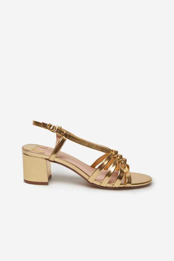 Cortefiel Heeled sandal with knot detail Gold