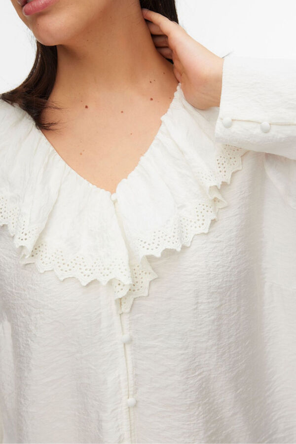 Vero Moda Curve Camisa plus size com gola folho Branco