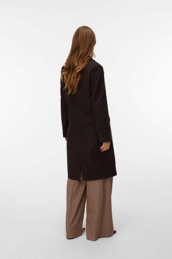 Vero Moda Sobretudo comprido com aba Castanho