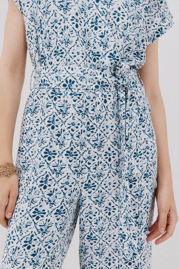 Cortefiel print crossover jumpsuit Multicolour