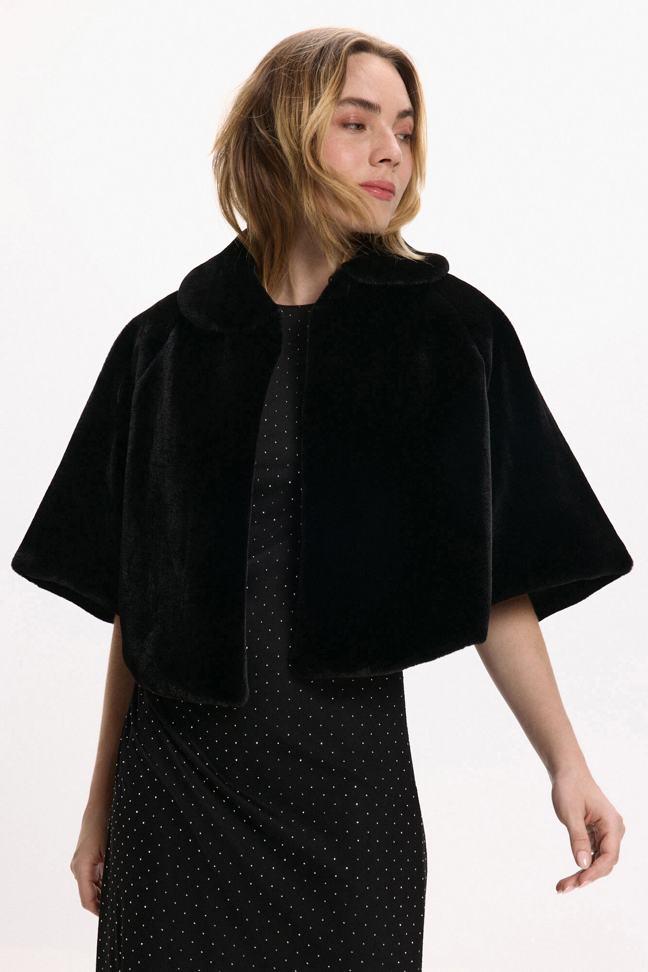 Vila Casaco de capa de pele sint&eacute;tica