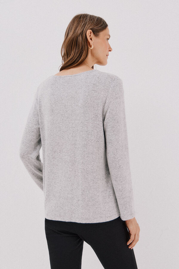 Cortefiel Camiseta básica cuello pico Gris
