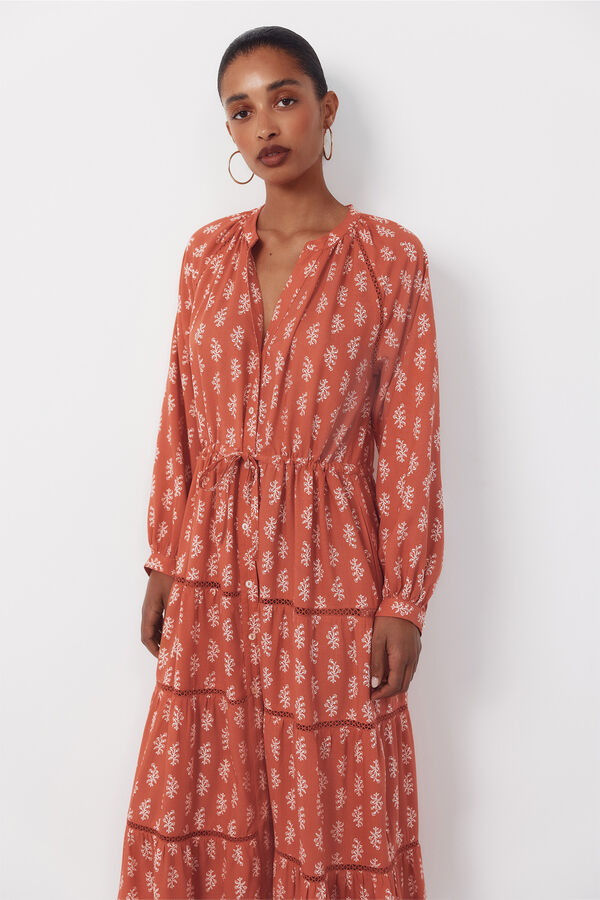 Cortefiel Printed dress Printed beige