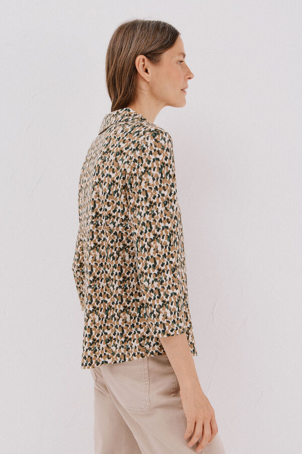 Cortefiel Camisa elástica botones Estampado blanco
