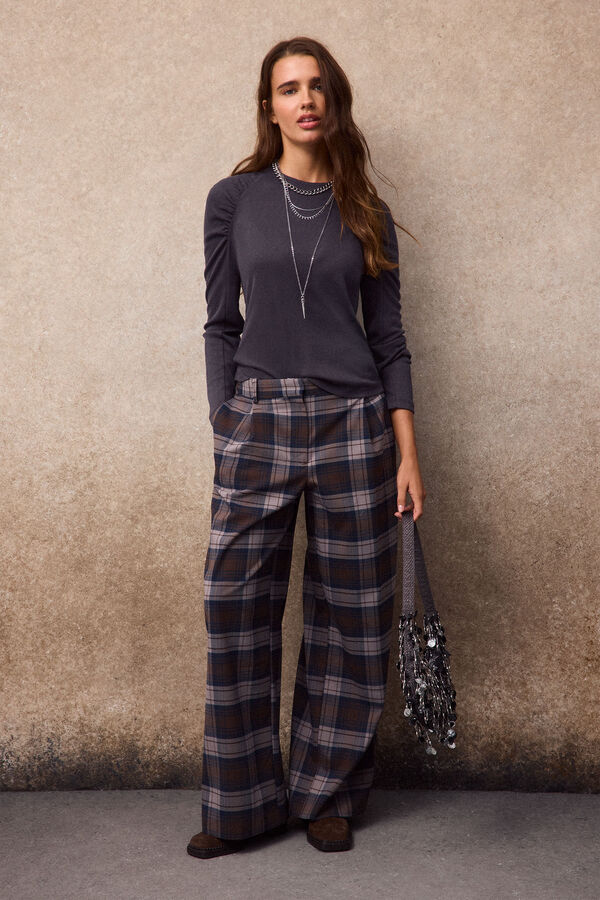 Slowlove Top frunces manga Gris oscuro