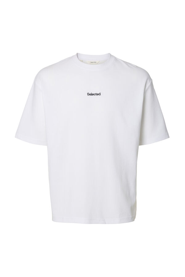 Selected Camiseta com logo de T-shirt de manga curta   Branco
