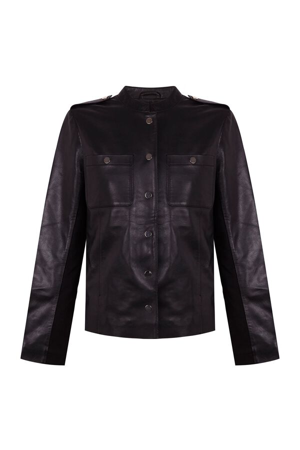 Cortefiel Comfort leather jacket Black