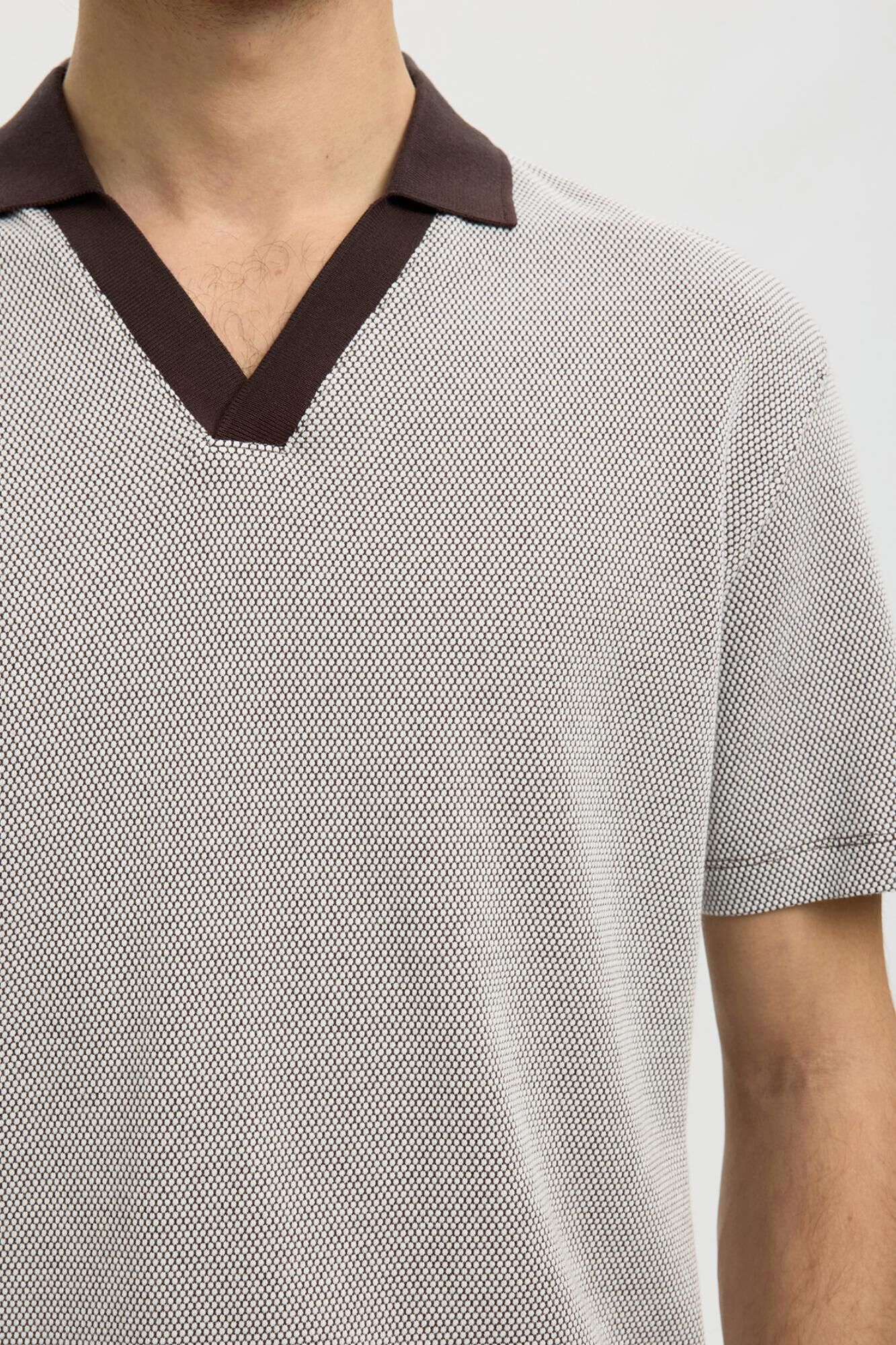 Selected Polo de manga corta con cuello abierto