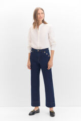 Cortefiel Palazzo Botones Trousers Blue