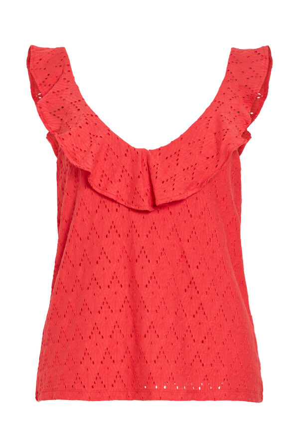 Vila Top de mulher com folhos em algod&atilde;o Vermelho