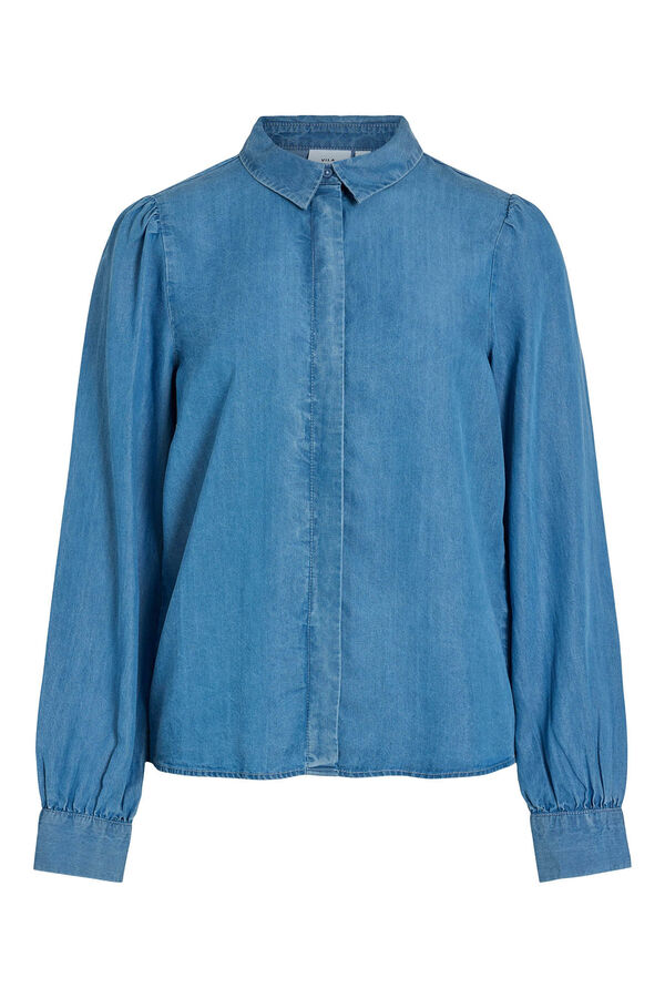 Vila Camisa de ganga de manga comprida Azul