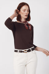 Cortefiel Essential boat neck t-shirt Dark brown