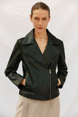 Cortefiel Leather biker jacket Black
