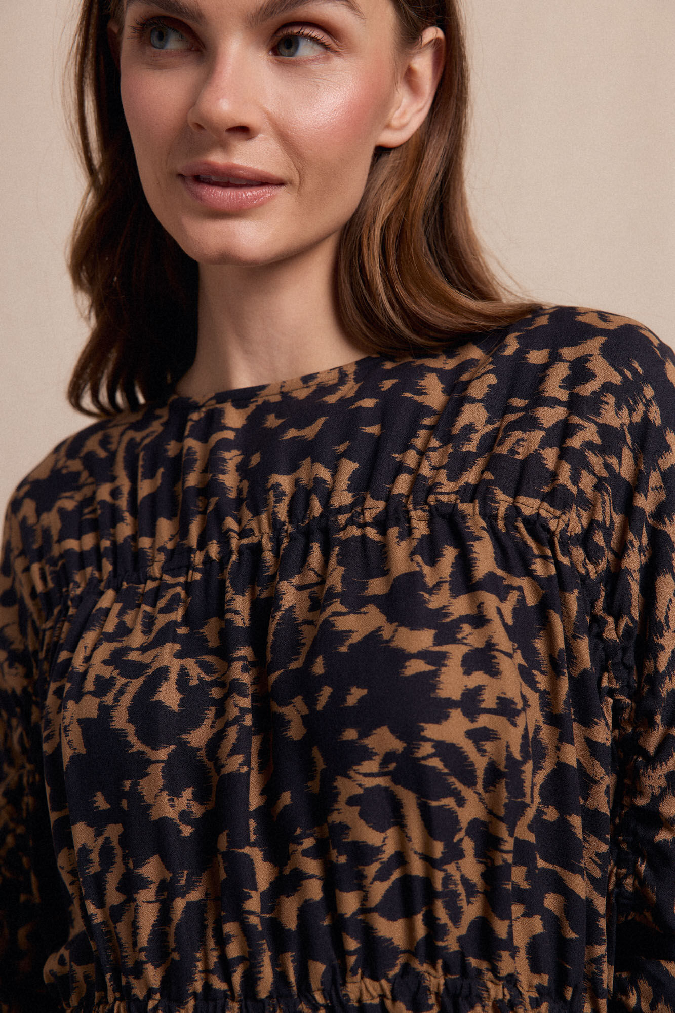 Slowlove Blusa frunces estampada