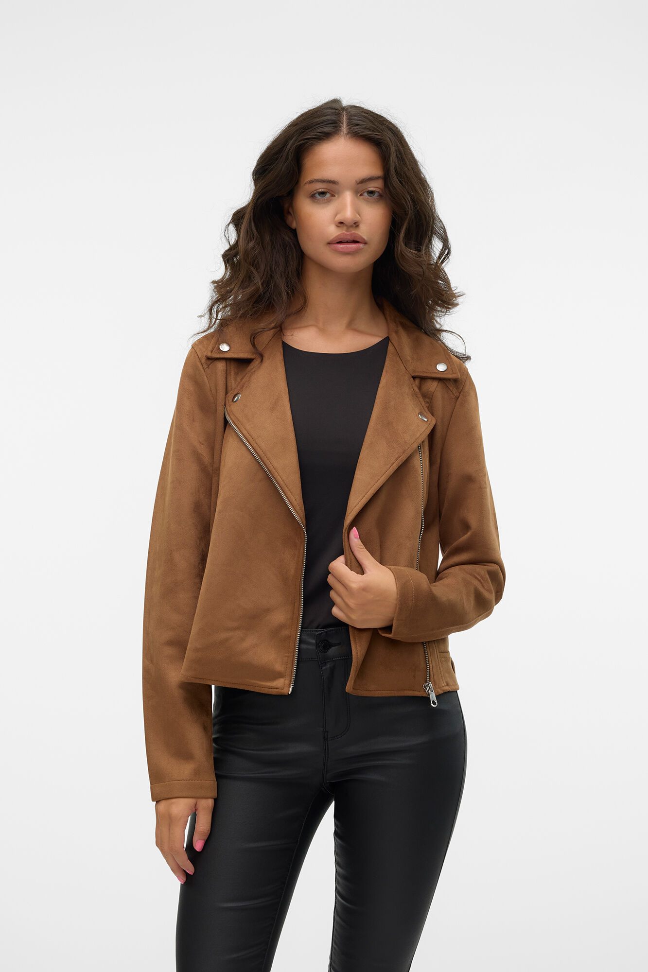Faux leather and suede jacket top