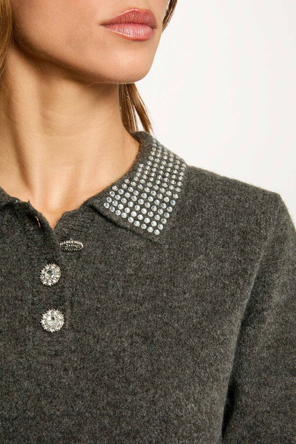 Morgan Jersey con botones Gris