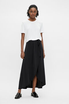 Cortefiel Long jersey-knit modal skirt Black