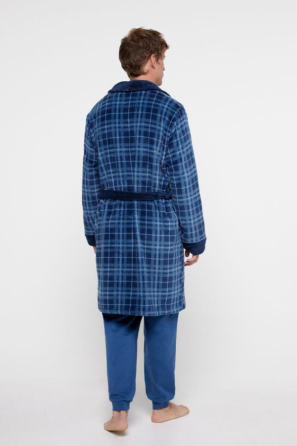 Privata Checked navy robe Blue