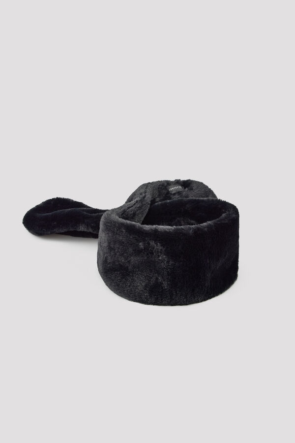 Cortefiel Faux fur scarf Black