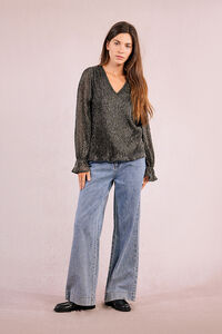 Molly Bracken Top plissada de manga comprida