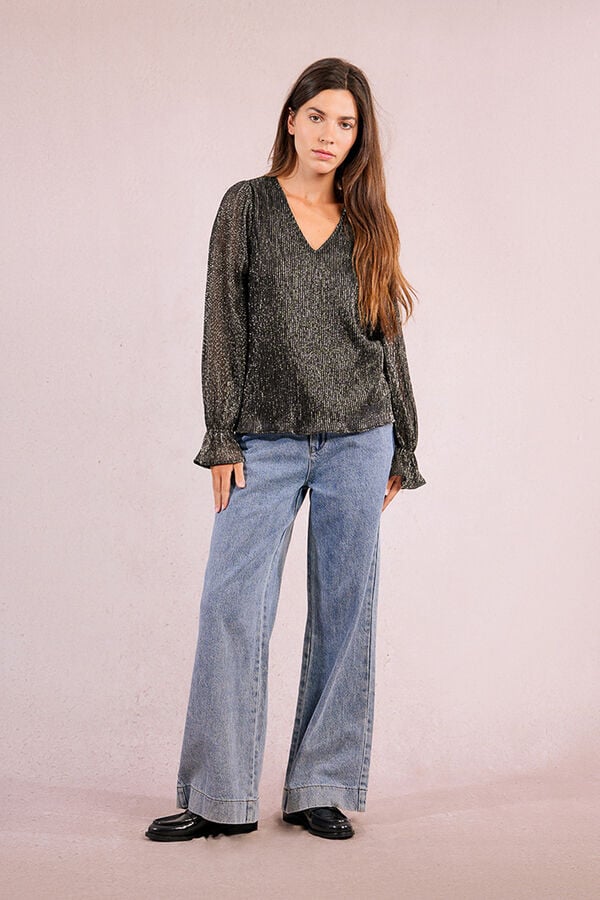 Molly Bracken Top plissada de manga comprida Cinzento