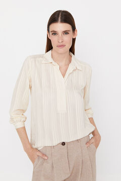 Cortefiel Woven stripe blouse White