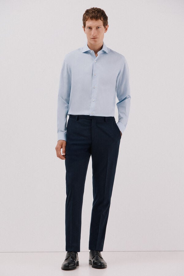 Cortefiel Plain easy-iron dress shirt Blue