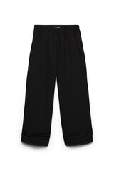 Vero Moda Cal&ccedil;a larga com cintura el&aacute;stica Preto