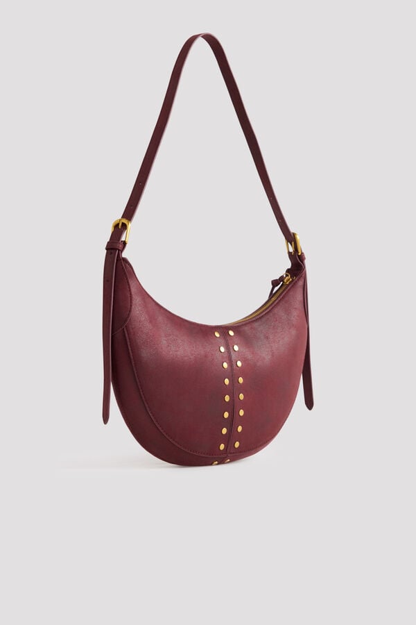 Cortefiel Crossbody bag with studs Maroon